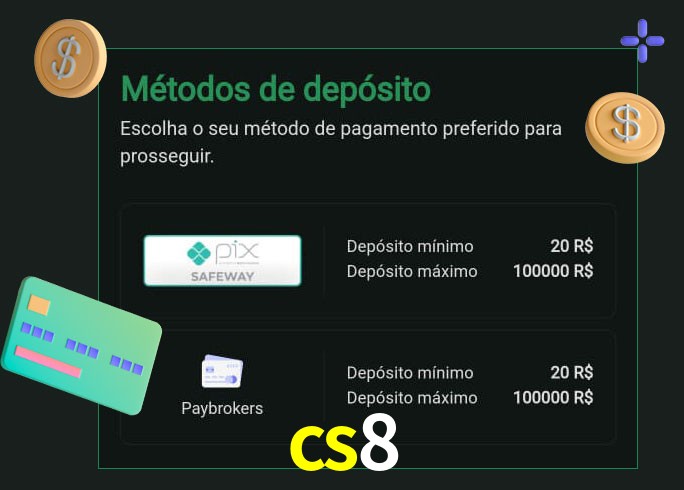 O cassino cs8 oferece uma grande variedade de métodos de pagamento